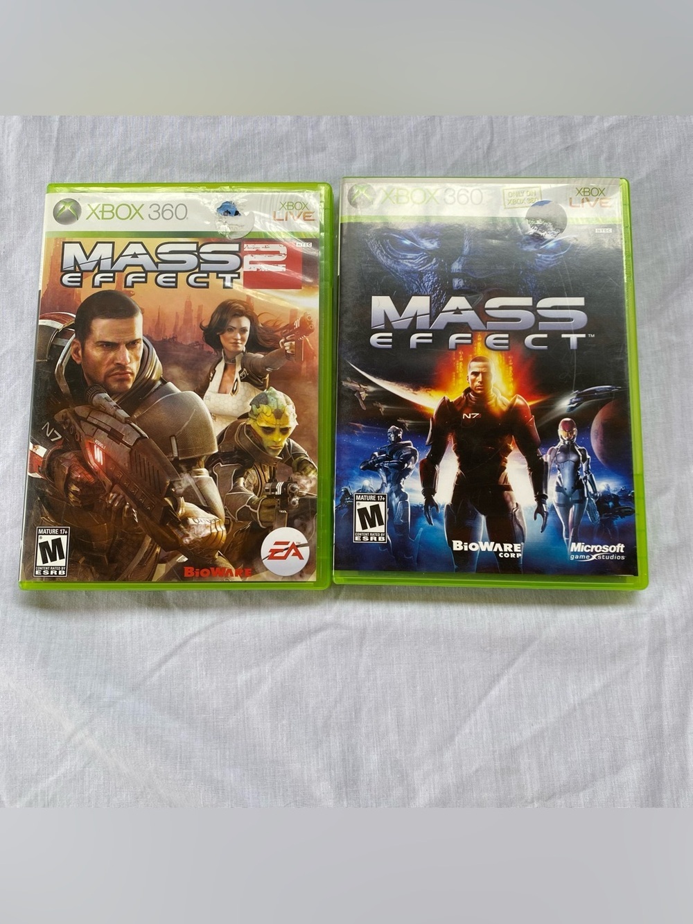 Mass Effect 1 & 2 Xbox 360 Bundle Complete CIB Mint Discs